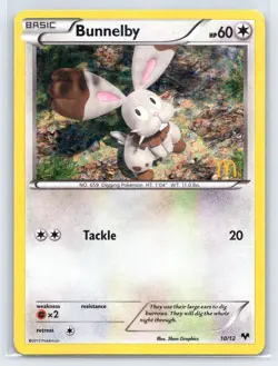 Bunnelby 10/12 McDonald’s Holo Promo - Pokemon Card - DMG - Image 1