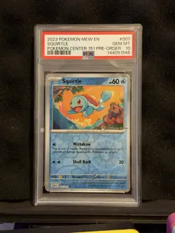 2023 Squirtle 007/165 Pokemon Center 151 Pre-order Promo 151 Pokemon PSA 10 - Image 1