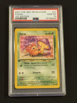 2001 POKEMON NEO REVELATION 1ST EDITION PARAS 47 - PSA 10 - Image 1