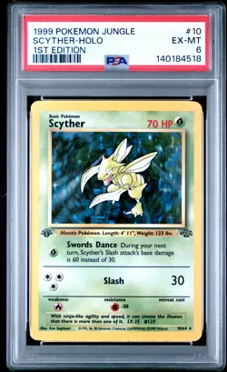 1999 POKEMON JUNGLE 1ST ED #10 SCYTHER-HOLO PSA 6 - Image 1