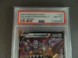 Galarian Perrserker V Pokemon 129/196 Swsh11: Lost Origin Holo PSA 10 - Image 2