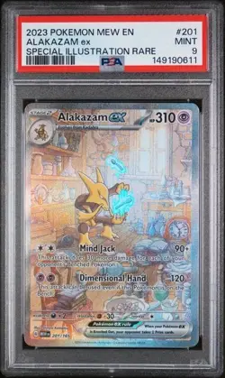 2023 POKEMON MEW EN-151 SPECIAL ILLUSTRATION RARE #201 ALAKAZAM EX PSA 9 - Image 1