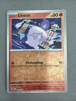 Pokemon TCG * SV Obsidian Flames * 36/197 Litwick REVERSE HOLO Common * FRESH PK - Image 1