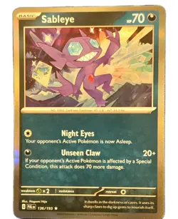 Pokemon Sableye Sv02 Paldea Evolved 136/193 Rare Holo Basic English 70HP - Image 1