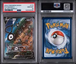 2022 POKEMON SWORD & SHIELD SILVER TEMPEST #177 FULL ART/UNOWN V PSA 10 - Image 3