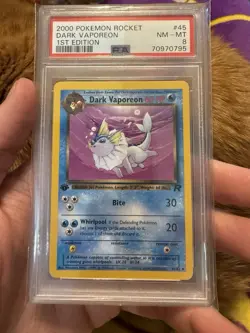 Pokemon Dark Vaporeon #45 1st Edition - Vintage 2000 Rocket - PSA 8 - Image 1