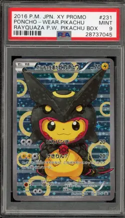 Pokemon Poncho-Wearing Pikachu Rayquaza Japanese Full Art Promo 231/XY-P PSA 9 - Image 1