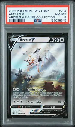 2022 POKEMON SWSH BLACK STAR PROMO ARCEUS V FIGURE COLL #204 ARCEUS V PSA 8 - Image 1