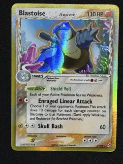 Pokemon Blastoise EX Crystal Guardians 2/100 2006 Holo Rare Delta Species LP - Image 1