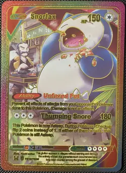 Snorlax Rainbow Foil Fan Art (NON TCG) Textured Collector Card TG10/TG30 Pokemon - Image 1