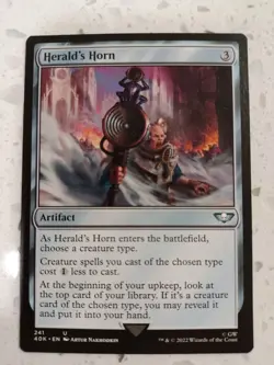 1x MTG Herald's Horn - Universes Beyond: Warhammer 40,000 (40K) #241 - Magic NM - Image 1