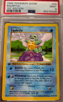 🔥 FOR SALE: 1999 Pokemon 1st Edition Squirtle – PSA 9 Mint! 🔥 - Image 1