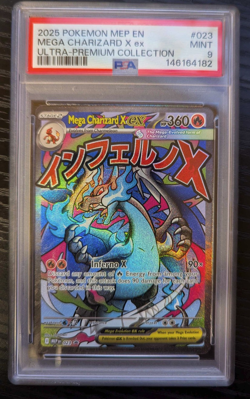 2025 POKEMON MEP EN-ME BLACK STAR PROMO #023 MEGA CHARIZARD X EX PSA 9 - Image 1