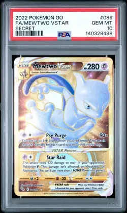 2022 POKEMON GO SECRET #086 FULL ART/MEWTWO VSTAR PSA 10 - Image 1