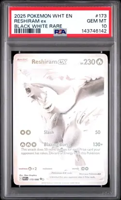 PSA 10 RESHIRAM EX 173/086 BLACK WHITE RARE WHITE FLARE POKEMON 😍 - Image 1