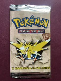 Pokemon Fossil Unlimited Booster Pack Sealed Zapdos Art 1999 WOTC 21.63g—HEAVY - Image 1