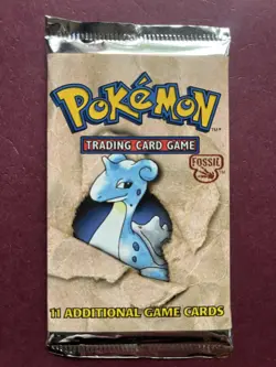 Pokemon Fossil Unlimited Booster Pack Sealed Lapras Art 1999 WOTC 21.38—HEAVY - Image 1