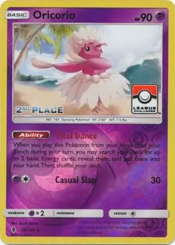 Moderately Played Oricorio - 55/145 - 2nd Place League Promo - Reverse Holo Poke - Image 1