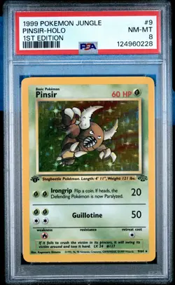 1999 POKEMON JUNGLE 1ST ED #9 PINSIR-HOLO PSA 8 - Image 1