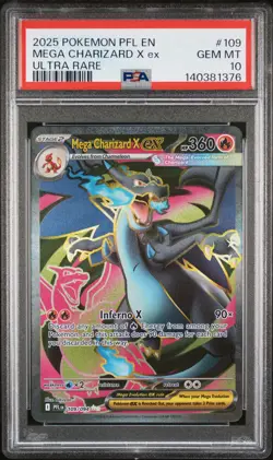 2025 POKEMON PFL EN-PHANTASMAL FLAMES ULTRA RARE #109 MEGA CHARIZARD X EX PSA 10 - Image 1