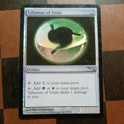 Mtg Talisman of Unity FOIL MP/LP Mirrodin Magic Card - Image 1