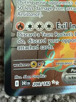 Pokemon Team Rockets Moltres EX Stamped 208/182 NM - Image 3