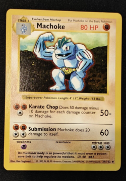 Pokemon TCG Machoke 34/102 Base Set Shadowless MP - Image 1