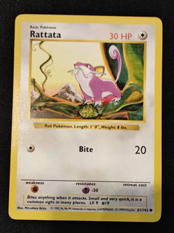 Pokemon TCG Rattata 61/102 Base Set Shadowless MP - Image 1