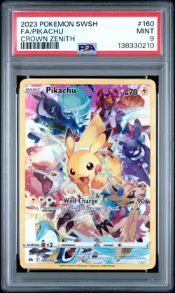 2023 POKEMON SWORD & SHIELD CROWN ZENITH #160 FULL ART/PIKACHU PSA 9 - Image 1