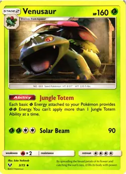 Pokemon TCG Venusaur 3/73 Shining Legends Uncommon VLP - Image 1
