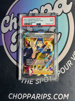 Pokemon Chilling Reign Karen’s Conviction Full Art UR Holo #193/198 PSA 9 - Image 1