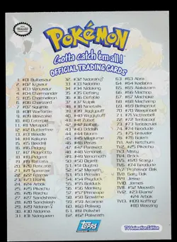 Pokemon Card - Pokemon Checklist Topps TV Animation Edition Foil Blue Logo - Image 2