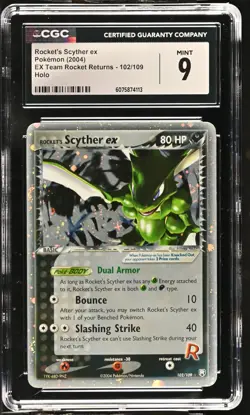 CGC 9 MINT Rocket's Scyther ex EX Team Rocket Returns 102/109 Holo Pokemon Card - Image 1
