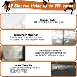 Basketball Card Binder, Trading Card Binder 9 Pocket with 50 Removable Sleeve... - Image 5