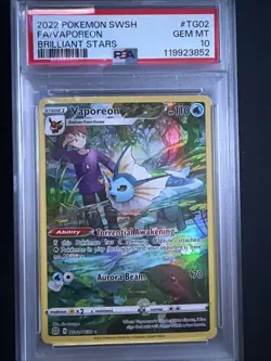 Vaporeon TG02/TG30 Swsh09 Trainer Gallery Holo Card Brilliant Stars PSA 10 - Image 1