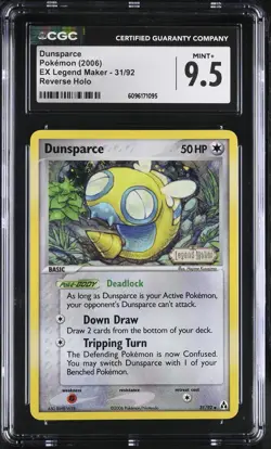 CGC 9.5 MINT+ Dunsparce EX Legend Maker 31/92 Reverse Holo STAMPED Pokemon Card - Image 1