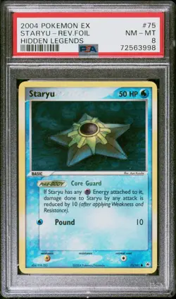 Pokemon Card Staryu 75/101 Reverse Holo EX Hidden Legends PSA 8 NM-MT - Image 1