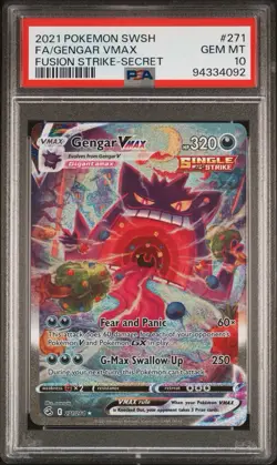 2021 POKEMON SWORD & SHIELD FUSION STRIKE SECRET FULL ART/GENGAR VMAX PSA 10 - Image 1