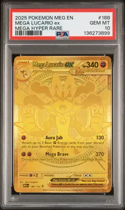 Hyper Rare Mega Lucario Ex Pokemon Meg En-Mega Evolution 188 NM PSA 10 - Image 1
