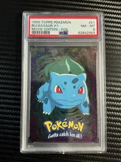 Bulbasaur FOIL PSA 8 - 1999 TOPPS POKEMON THE MOVIE EDT FOIL Graded*BTX - Image 1