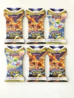 🔥LOT OF 6🔥 Pokemon TCG: Sword & Shield Brilliant Stars Sleeved Booster Packs - Image 1