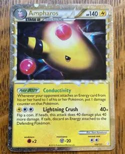 Pokemon TCG Ampharos Prime 105/123 HeartGold SoulSilver Holo Ultra Rare MP - Image 1