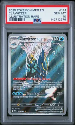 2025 POKEMON MEG EN-MEGA EVOLUTION ILLUSTRATION RARE #141 CLAWITZER PSA 10 - Image 1