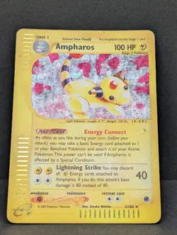 Ampharos 002/165 Expedition Base Set Holo Ultra Rare Pokemon TCG Nintendo MP+ - Image 3