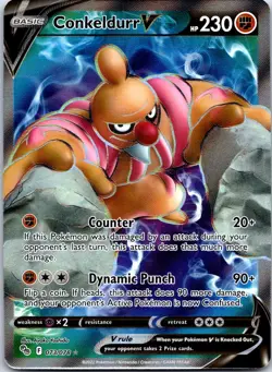 Conkeldurr V (Full Art) Ultra Rare Pokemon GO Holo 073/078 LP - Image 1