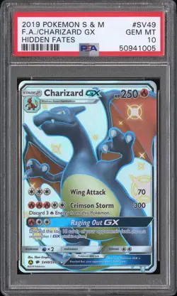 PSA 10 Charizard GX SV49/SV94 S&M Hidden Fates Pokemon English Shiny Vault Gem - Image 1