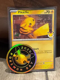 Pokemon TCG Pikachu Pokemon Day 2026 Promo And Coin - Image 1