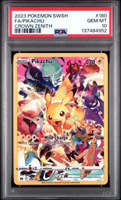 2023 POKEMON SWORD & SHIELD CROWN ZENITH #160 FULL ART/PIKACHU PSA 10 - Image 1