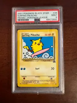 Pokemon League Black Star Surfing Pikachu Promo #28 PSA9 Cert # 68473800 - Image 2