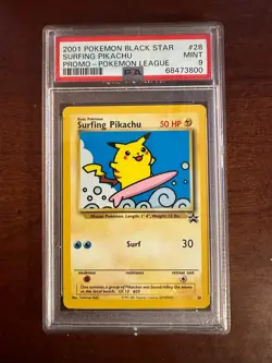 Pokemon League Black Star Surfing Pikachu Promo #28 PSA9 Cert # 68473800 - Image 3